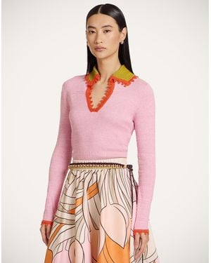 La DoubleJ Picket Polo Jumper - Pink