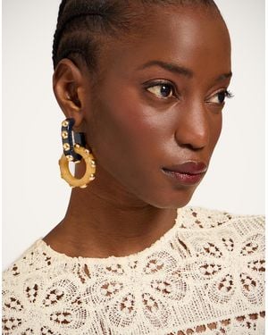 La DoubleJ Double Hoop Earrings - Brown