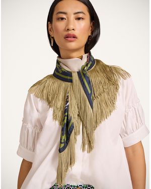 La DoubleJ Reversible Fringe Carré Scarf - Natural
