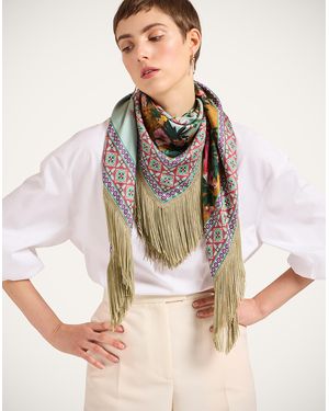 La DoubleJ Reversible Fringe Foulard 90 - Brown