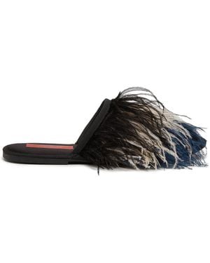 La DoubleJ Feather Slipper - Black