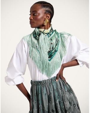 La DoubleJ Reversible Fringe Foulard 90 - Green