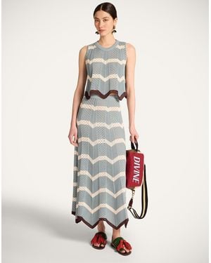 La DoubleJ Chevron Skirt - White
