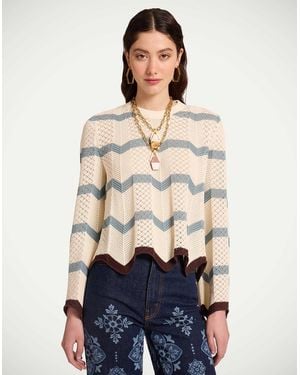La DoubleJ Chevron Crop Sweater - Natural