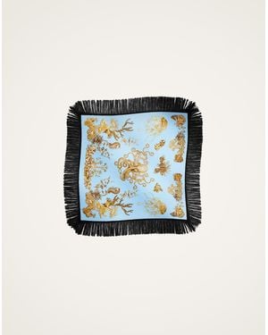 La DoubleJ Reversible Fringe Foulard 90 - Blue
