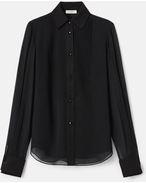 Lafayette 148 New York Silk Tuxedo Blouse With Crystals By Swarovski - Black