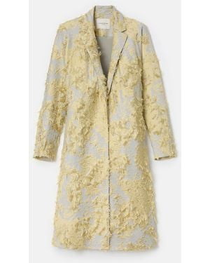 Lafayette 148 New York Pastel Dust Fringe Jacquard Open Front Coat - White