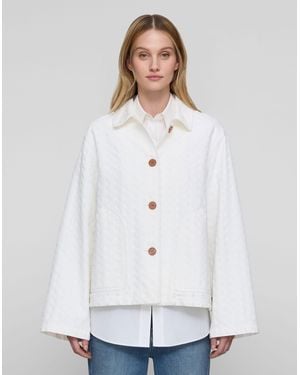 Lafayette 148 New York Denim Finged A Line Jacket - White