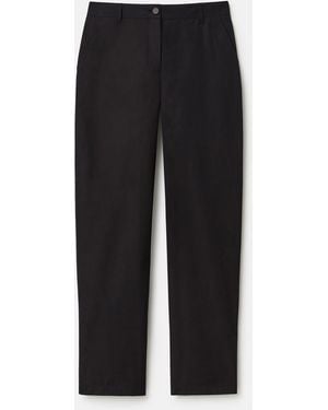Lafayette 148 New York Organic Cotton Mid Rise Barrel Leg Ankle Pants - Black