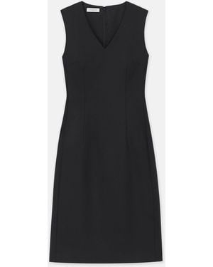 Lafayette 148 New York Plus-Size Responsible Stretch Wool V-Neck Sheath Dress - Black