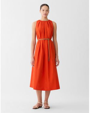 Lafayette 148 New York Pliss Sleeveless Belted Midi Dress in Red | Lyst Lafayette 148 New York Pliss Sleeveless Belted Midi Dress in Red | Lyst