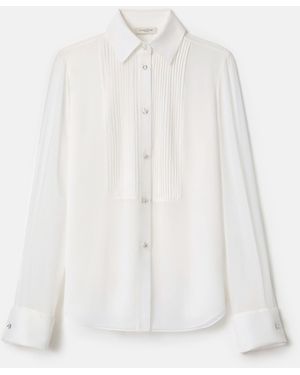 Lafayette 148 New York Silk Tuxedo Blouse With Crystals By Swarovski - White