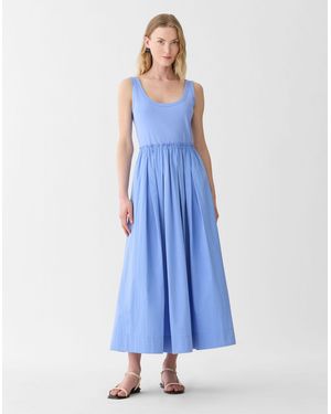 Lafayette 148 New York Travel Cotton Midi Tank Dress - Blue