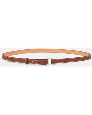 Lafayette 148 New York Soft Calfskin Leather Skinny Belt - White