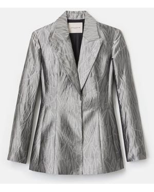 Lafayette 148 New York Metallic Jacquard Fitted Blazer - Gray