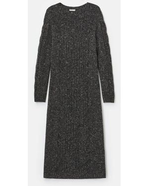 Lafayette 148 New York Cashmere Donegal Cable Knit Sweater Dress - Gray