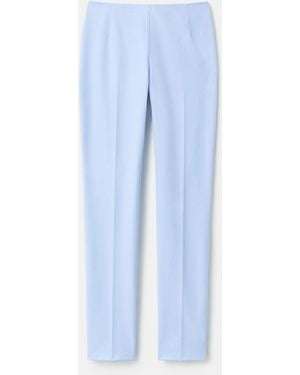 Lafayette 148 New York Cotton Stretch Twill High Rise Slim Cropped Pants - Blue