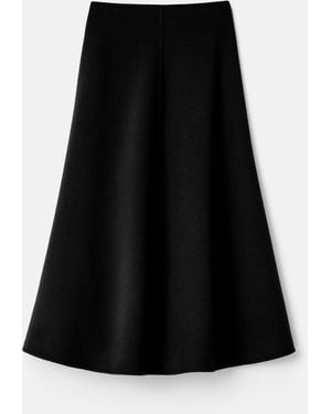 Lafayette 148 New York Wool Cashmere Double Face Flared Midi Skirt - Black