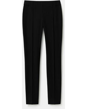 Lafayette 148 New York Petite Cotton Stretch Twill Pintucked Slim Pants - Black