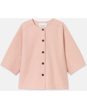 Lafayette 148 New York Lafayette 148 Ny Plus-Size Techno Stretch Twill Collarless Shirt Jacket - Pink