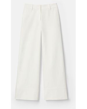 Lafayette 148 New York Cotton Linen Twill Wide Leg Pant - White