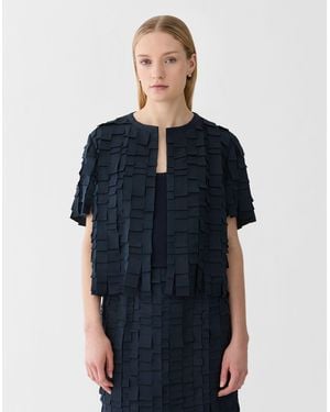 Lafayette 148 New York Plaid Georgette Embellished Short Jacket - Blue