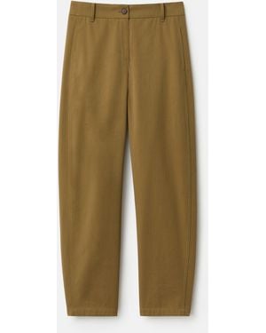 Lafayette 148 New York Cotton Twill Barrel Leg Chino Ankle Pants - Green
