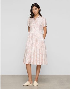 Lafayette 148 New York Landmarks Print Silk Twill Midi Shirtdress - Pink