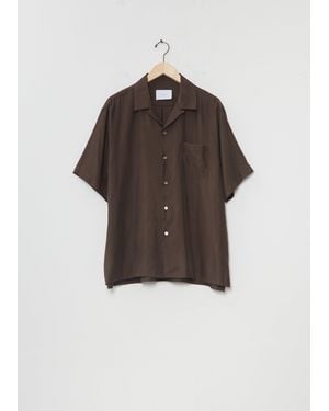 Stein Men Cupro Twill Open Collar Shirt - Brown
