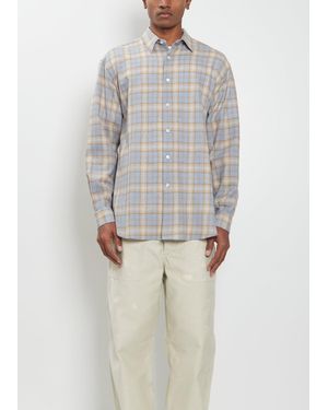 AURALEE Airy Wool Check Shirt - Grey