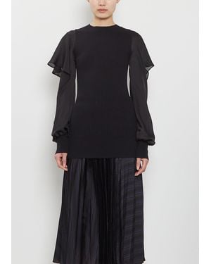 Sacai Satin X Chiffon Pullover in Blue | Lyst