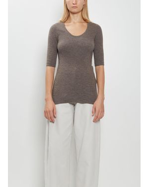 Lauren Manoogian Stretch Wool Alpaca Rib Scoop-neck Jumper - Grey