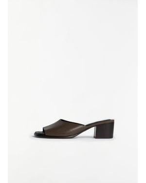 Lemaire Square Heeled Leather Mules - White