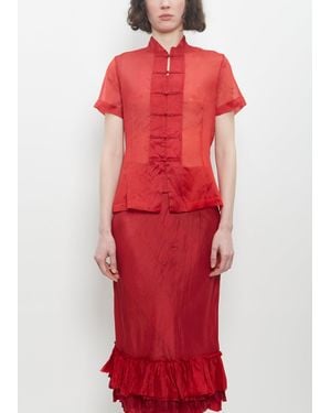 Dosa Silk Chinese Blouse - Red
