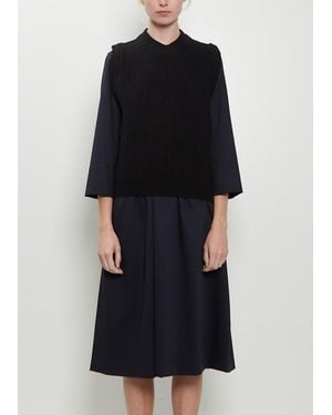 Margaret Howell English Rib Pullover Merino Wool Vest - Black