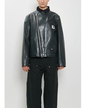 SACAI X CARHARTT WIP Leather Biker Jacket - Black
