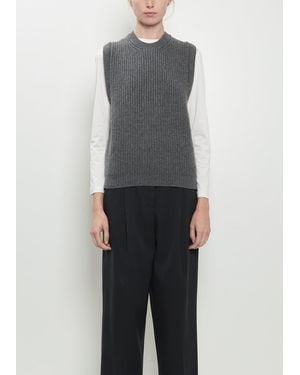 Margaret Howell English Rib Pullover Merino Wool Vest - Blue