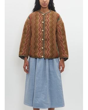 Visvim Wool Linen Reversible Jacquard Blanket Liner Jacket - Blue