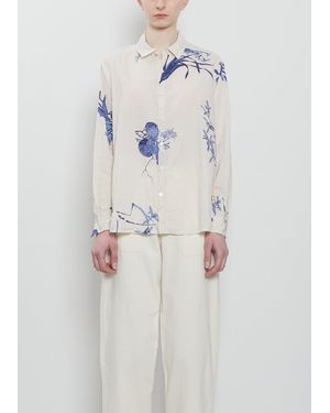 Pas De Calais Japonism Flower Cotton Shirt - White