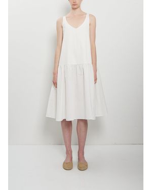 Apuntob Linen Cotton V-neck Sleeveless Dress - White
