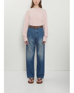 Plan C Belt Denim Pants - Blue