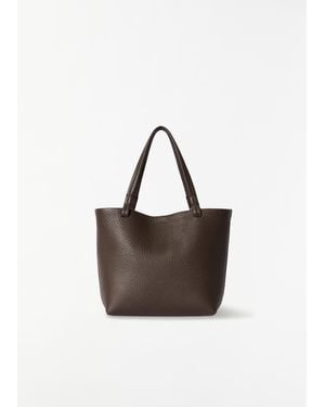 The Row Park Leather Tote, Small - Brown