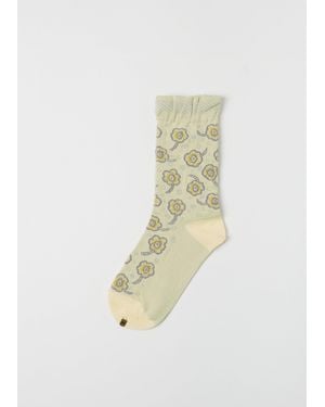 Minä Perhonen Candy Flower Stretch Cotton Socks - White