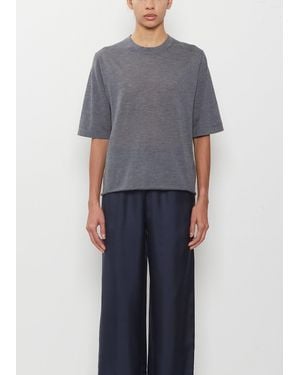 Loulou de Saison Nala Fine Cashmere Short Sleeve Top - Blue