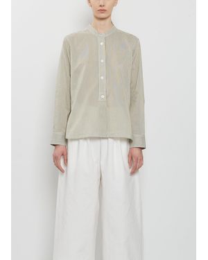 Margaret Howell Collarless Cotton Silk Shirt - Natural