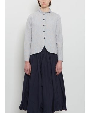 Apuntob Crinkle Tafetta Ruffle Collar Jacket - Blue