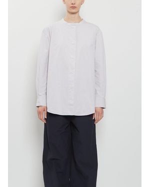 MHL by Margaret Howell Long Collarless Cotton Shirt — Pebble - White