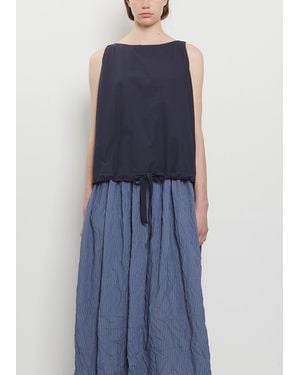 Apuntob Cotton Poplin Balloon Hem Tank - Blue