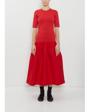 TOTEME Twinflower Wool Silk Tee Dress - Red