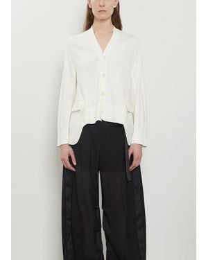 Sacai Wool Suiting X Cotton Knit Cardigan - White